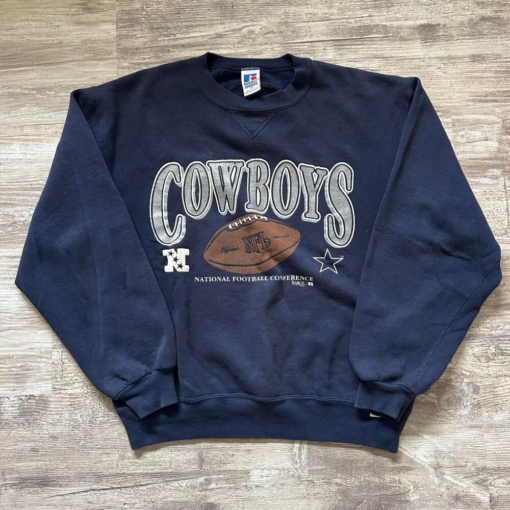 Authentic Vintage 90s Russell Athletic NFL Dallas Cowboys Men's navy crewneck sw
